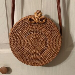 Round Woven Tan Bag